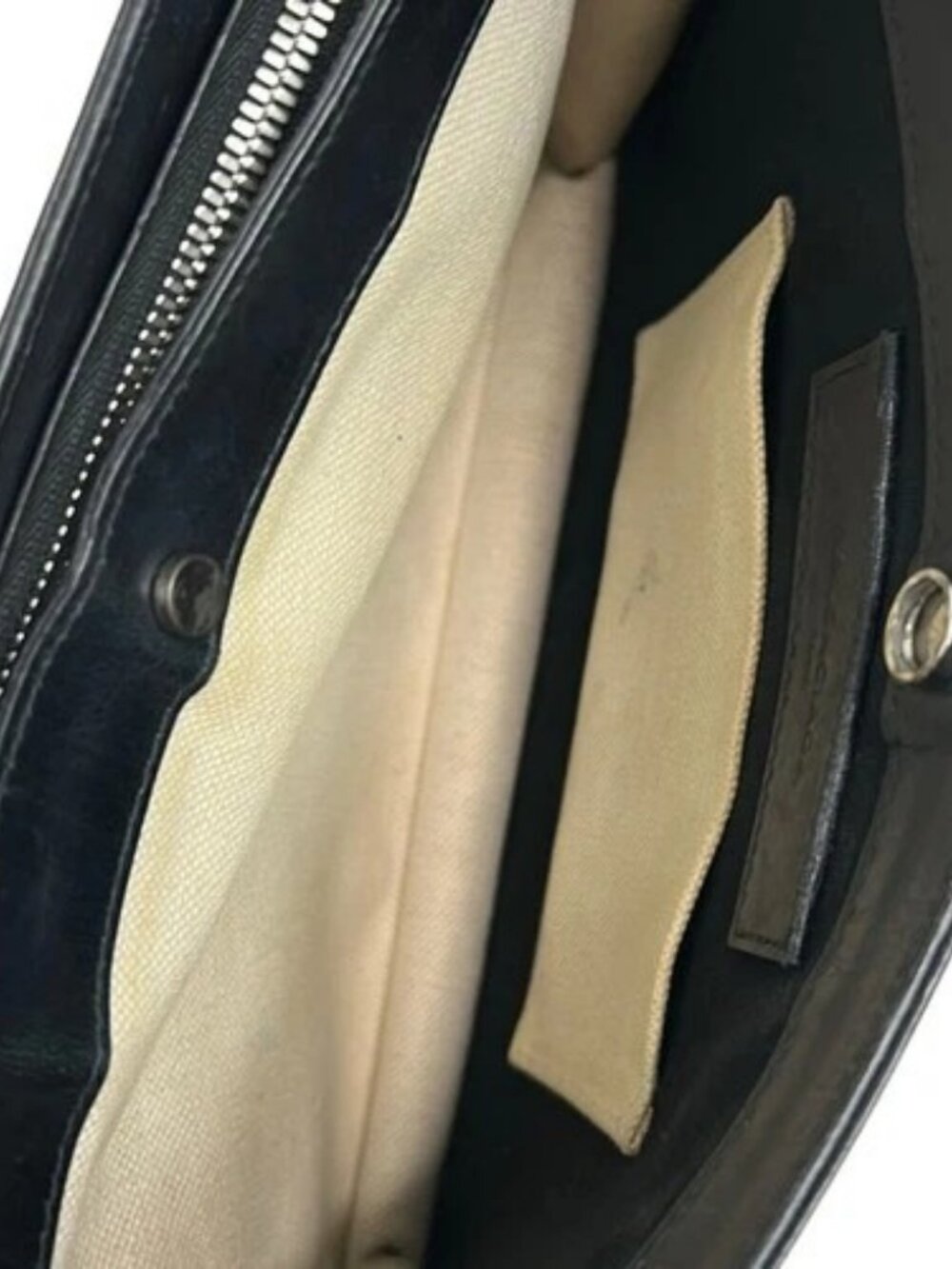 BALENCIAGA Navy Pochette 339937 Cream Black Canvas Leather - Shoulder Bag - Picture 7 of 10